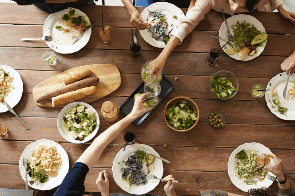 Enjoying a meal together